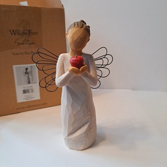 Willow Tree You're the Best Angel Figurine with Apple Box included Teacher Gift - Picture 13 of 13